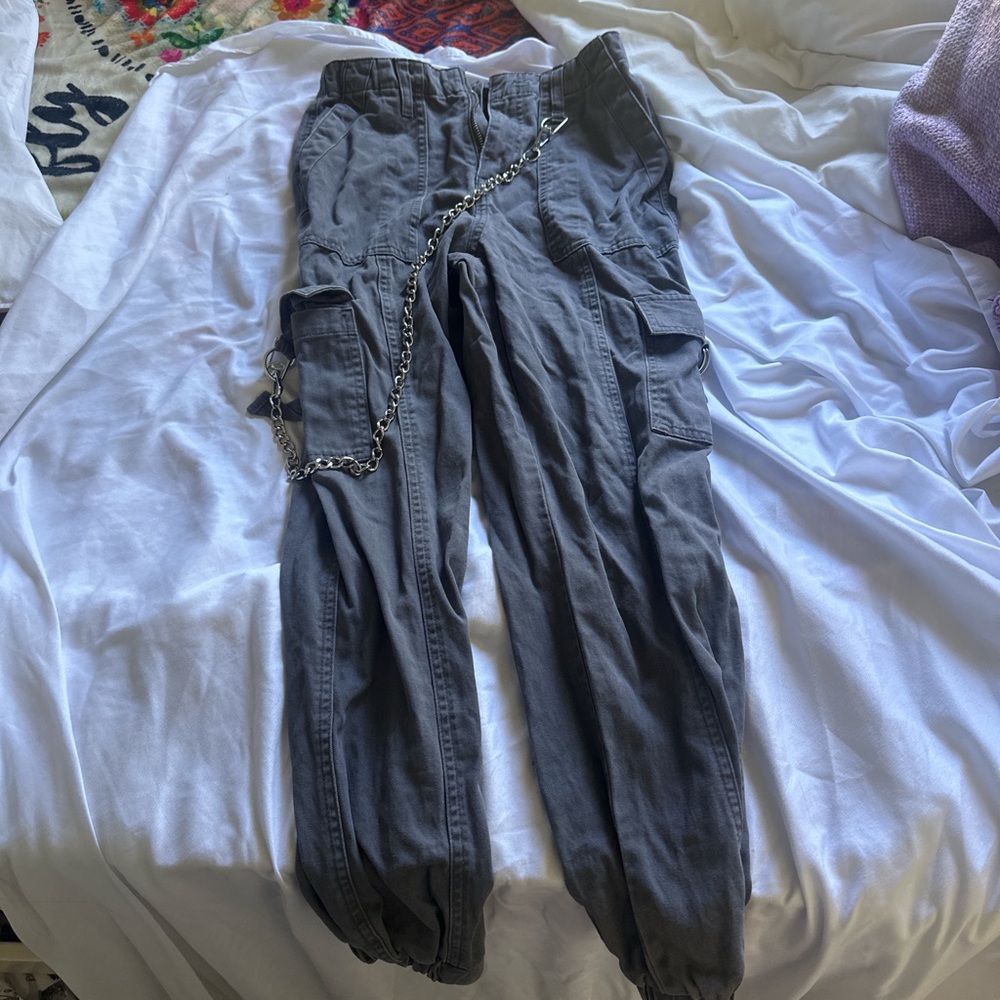 Forever 21 Gray Cargo Pants with Chain
